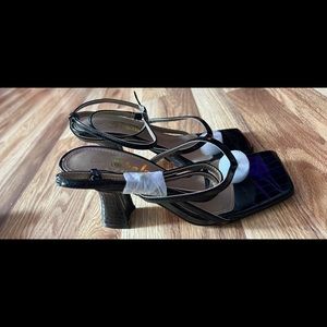 Black short square heels